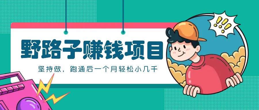 一个人就能操作的野路子赚钱项目，零成本零门槛坚持做，跑通后一个月小几千！-凌秋网创