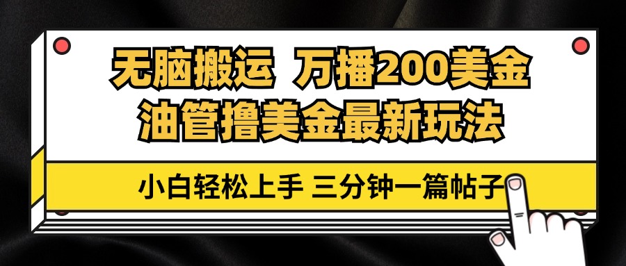 （13050期）油管无脑搬运撸美金玩法教学，万播200刀，三分钟一篇帖子，小白轻松上手-凌秋网创