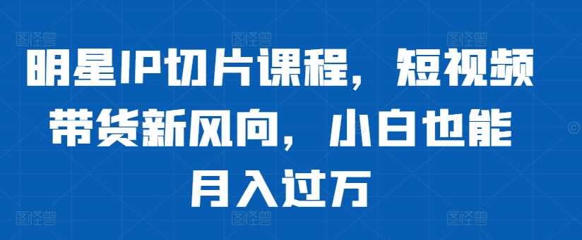 明星IP切片课程，短视频带货新风向，小白也能月入过万-凌秋网创
