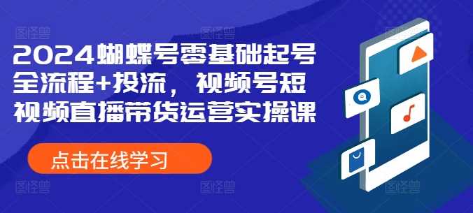 2024蝴蝶号零基础起号全流程+投流，视频号短视频直播带货运营实操课-凌秋网创