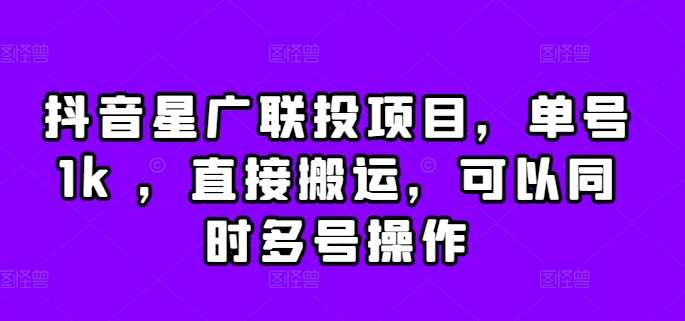 抖音星广联投项目，单号1k ，直接搬运，可以同时多号操作【揭秘】-凌秋网创