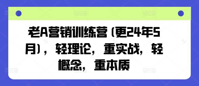 老A营销训练营(更24年10月)，轻理论，重实战，轻概念，重本质-凌秋网创