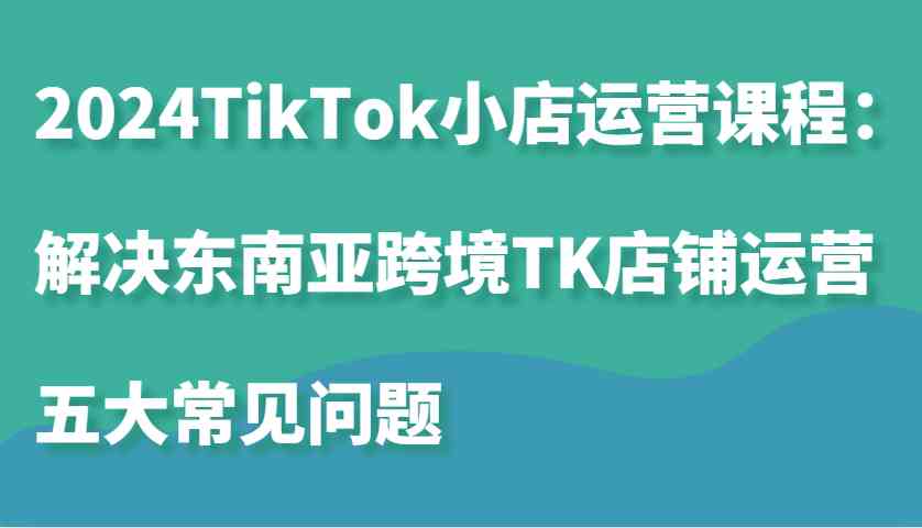 2024TikTok小店运营课程：解决东南亚跨境TK店铺运营五大常见问题-凌秋网创