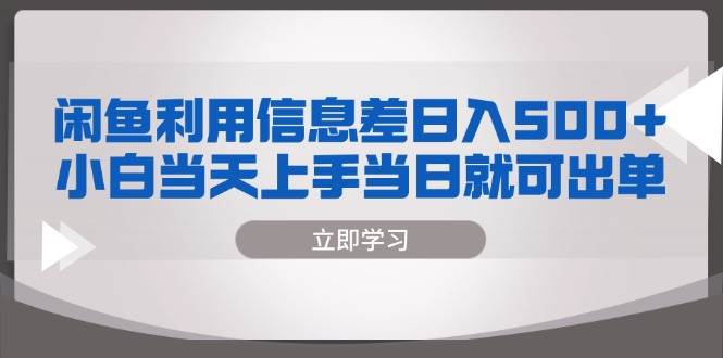 （13170期）闲鱼利用信息差 日入500+  小白当天上手 当日就可出单-凌秋网创
