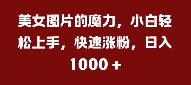 美女图片的魔力，小白轻松上手，快速涨粉，日入几张【揭秘】-凌秋网创