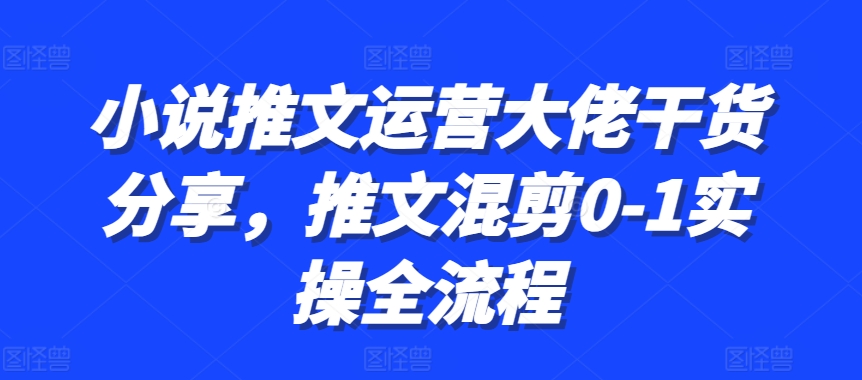 小说推文运营大佬干货分享，推文混剪0-1实操全流程-凌秋网创