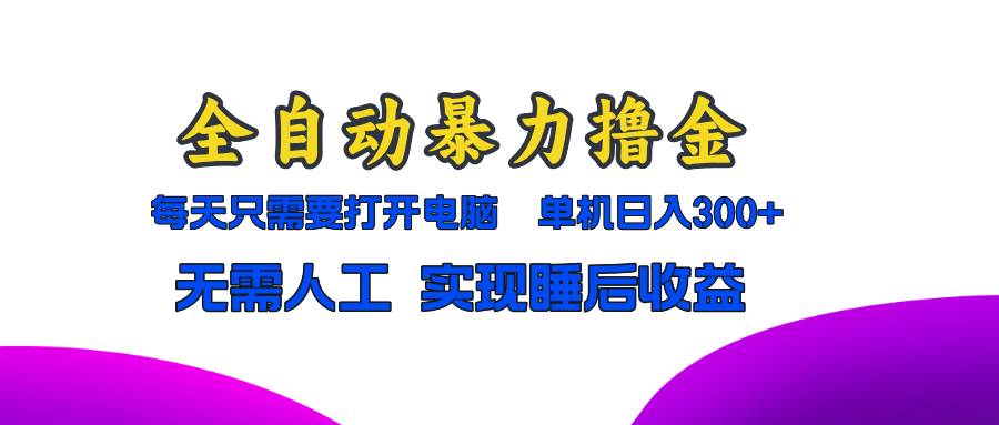 （13186期）全自动暴力撸金，只需要打开电脑，单机日入300+无需人工，实现睡后收益-凌秋网创