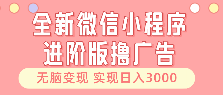 （13197期）全新微信小程序进阶版撸广告 无脑变现睡后也有收入 日入3000＋-凌秋网创