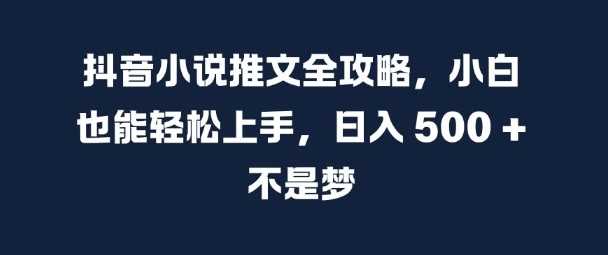 抖音小说推文全攻略，小白也能轻松上手，日入 5张+ 不是梦【揭秘】-凌秋网创