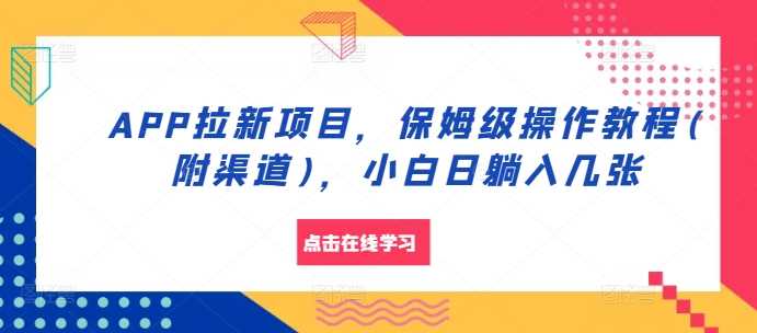 APP拉新项目，保姆级操作教程(附渠道)，小白日躺入几张【揭秘】-凌秋网创