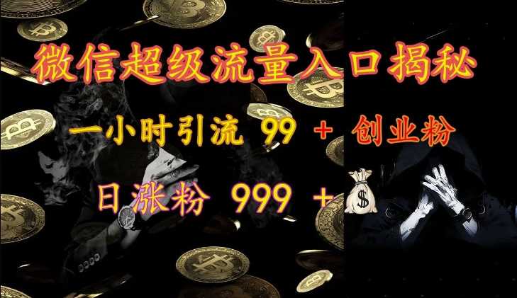 微信超级流量入口揭秘：一小时引流 99 + 创业粉，日涨粉 999 +-凌秋网创