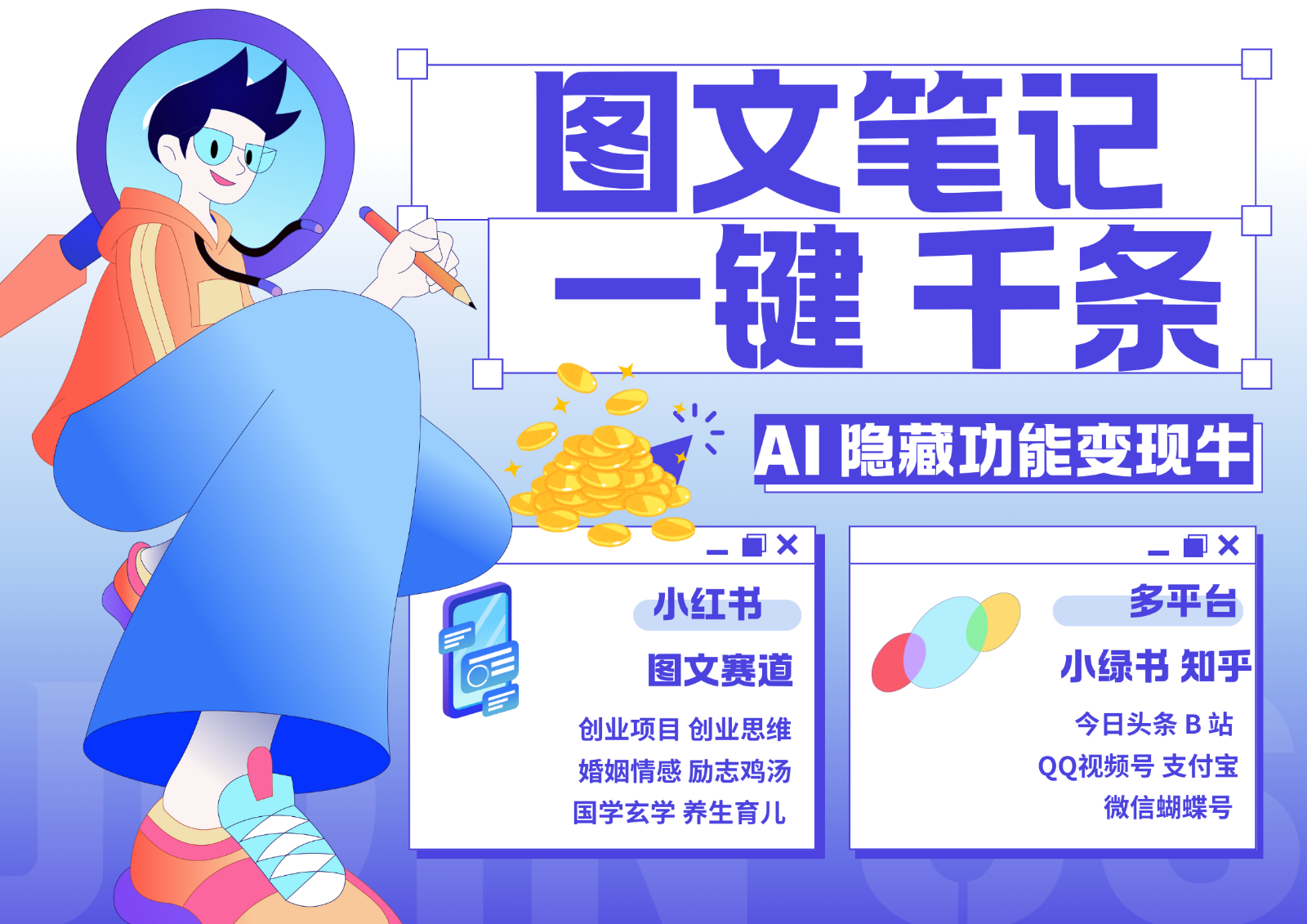 1键生成数千条图文 创业国学 秒生笔记 小红书小绿书图文 轻松引流 变现30000+-凌秋网创