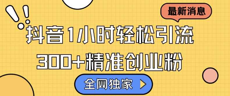 全网独家抖音引流，轻松日引300+精准创业粉【揭秘】-凌秋网创