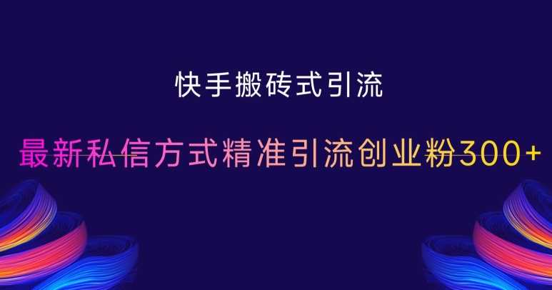 快手搬砖式引流，最新私信方式精准引流创业粉300+-凌秋网创