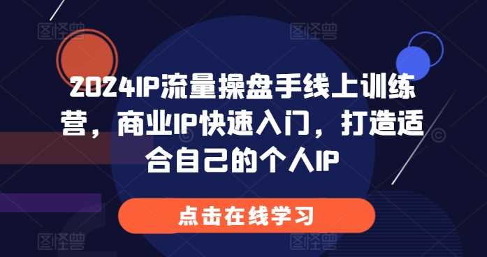 2024IP流量操盘手线上训练营，商业IP快速入门，打造适合自己的个人IP-凌秋网创