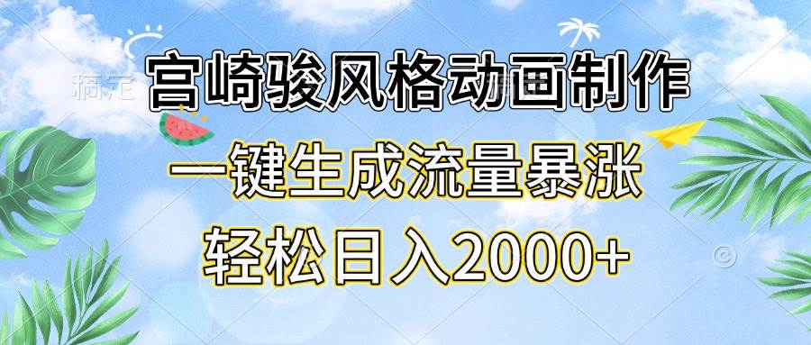 （13386期）宫崎骏风格动画制作，一键生成流量暴涨，轻松日入2000+-凌秋网创