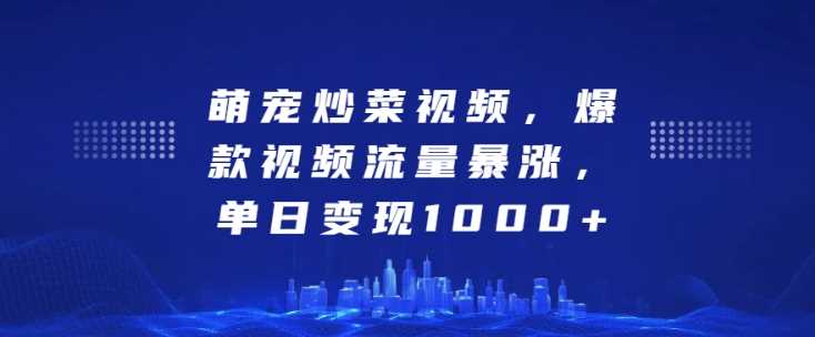 萌宠炒菜视频，爆款视频流量暴涨，单日变现1k-凌秋网创