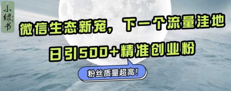 微信生态新宠小绿书：下一个流量洼地，日引500+精准创业粉，粉丝质量超高-凌秋网创