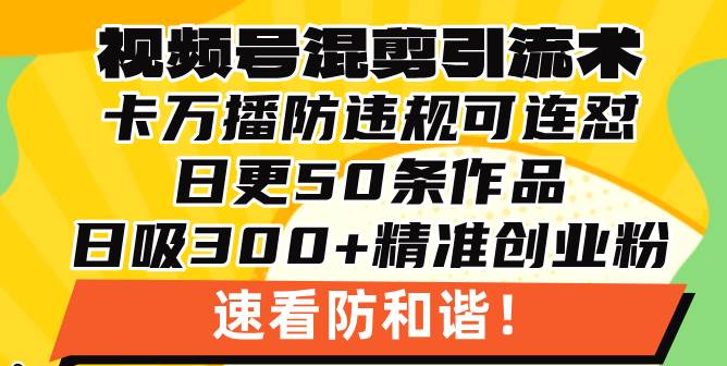 （13400期）视频号混剪引流技术，500万播放引流17000创业粉，操作简单当天学会-凌秋网创