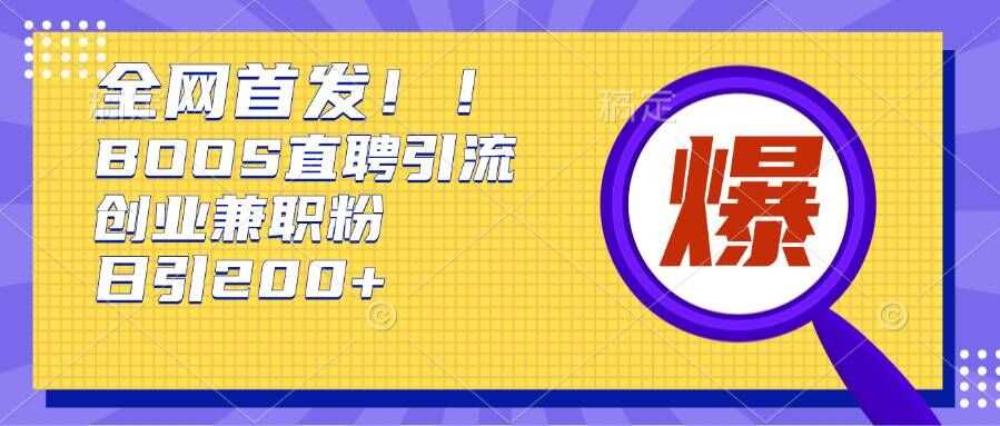 通过Boss直聘，每天轻松钓到200+多条创业大鱼的秘籍【揭秘】-凌秋网创