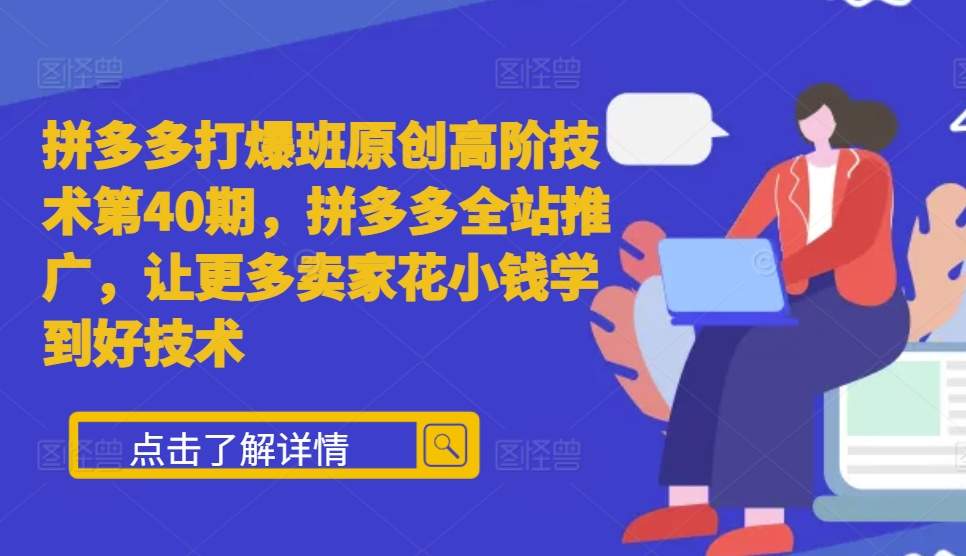 拼多多打爆班原创高阶技术第40期，拼多多全站推广，让更多卖家花小钱学到好技术-凌秋网创