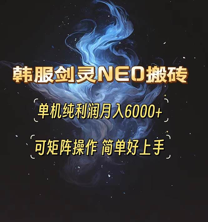 （13435期）韩服剑灵NEO搬砖攻略，单机纯利润月入6000+ 可矩阵操作，简单好上手。-凌秋网创