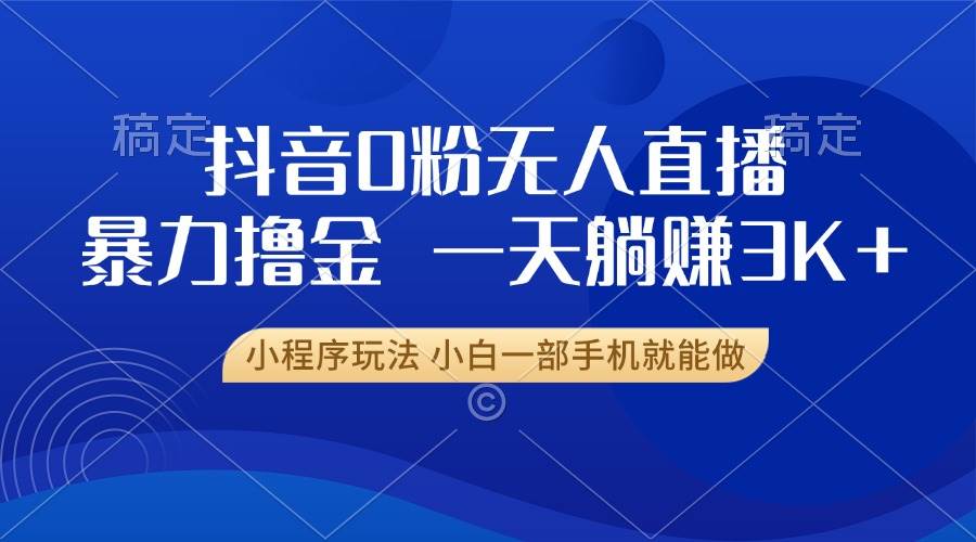 （13449期）抖音0粉无人直播暴力掘金，一天躺赚3K+，小白一部手机就能做-凌秋网创