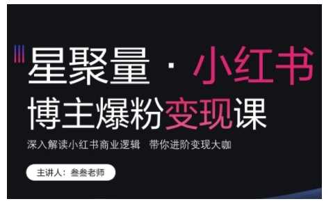 小红书博主爆粉变现课，深入解读小红书商业逻辑，带你进阶变现大咖-凌秋网创