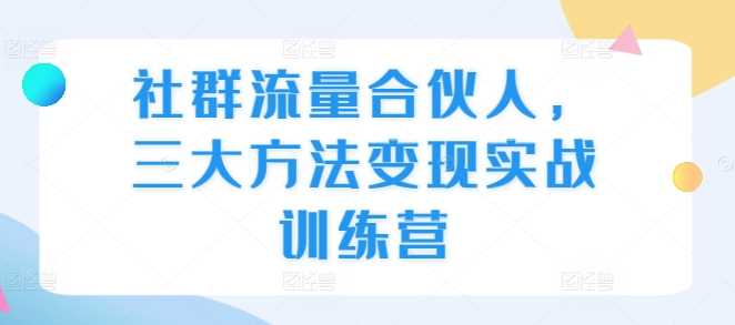 社群流量合伙人，三大方法变现实战训练营-凌秋网创