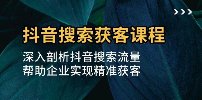 抖音搜索获客课程：深入剖析抖音搜索流量，帮助企业实现精准获客-凌秋网创