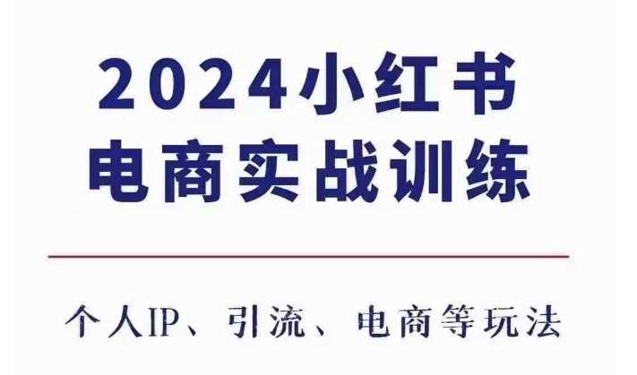2024小红书电商3.0实战训练，包含个人IP、引流、电商等玩法-凌秋网创
