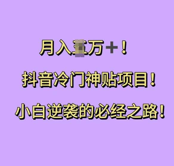 抖音冷门神贴项目，小白逆袭的必经之路，月入过W【揭秘】-凌秋网创