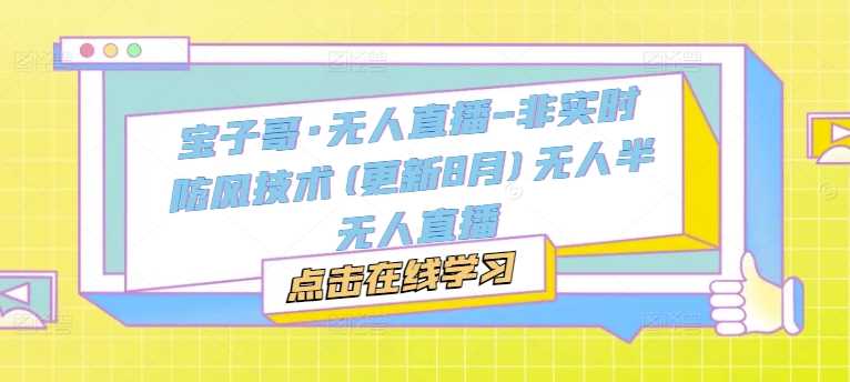 宝子哥·无人直播-非实时防风技术(更新11月)无人半无人直播-凌秋网创