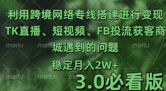 利用跨境电商网络及搭建TK直播、短视频、FB投流获客以及商城遇到的问题进行变现3.0必看版【揭秘】-凌秋网创
