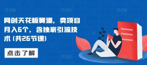 网创天花板赛道，卖项目月入6个，含独家引流技术(共26节课)-凌秋网创
