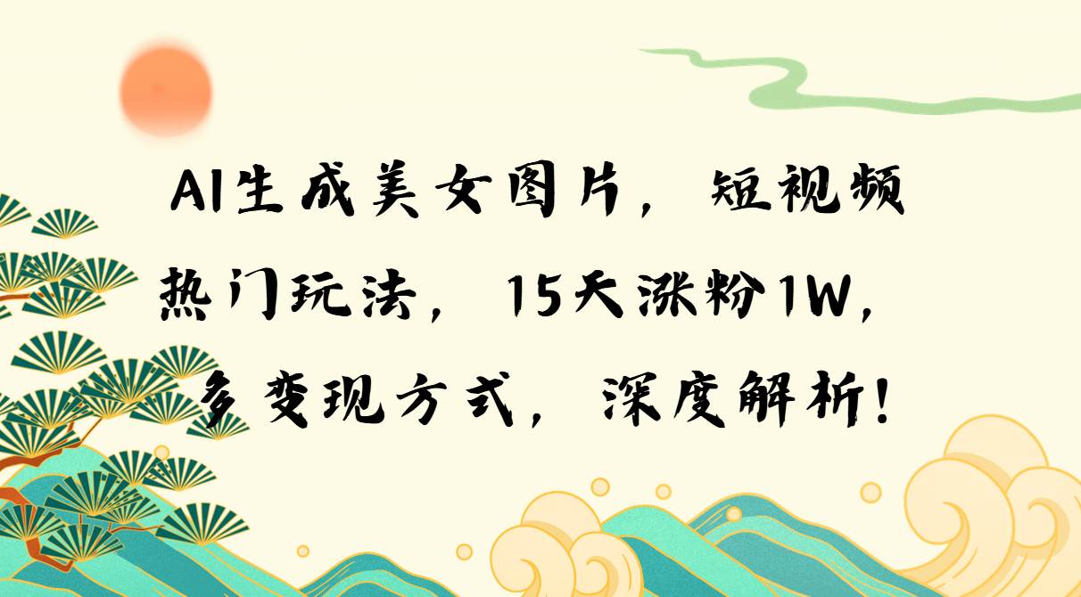 （13581期）AI生成美女图片，短视频热门玩法，15天涨粉1W，多变现方式，深度解析!-凌秋网创