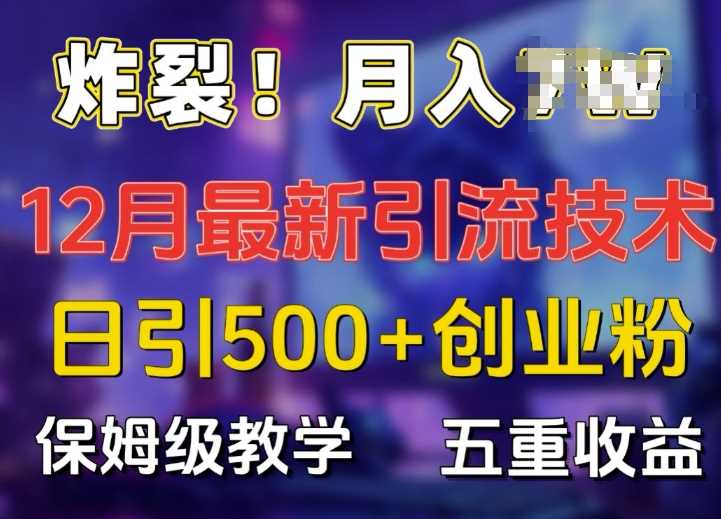 炸裂!揭秘12月最新日引流500+精准创业粉，多重收益保姆级教学-凌秋网创