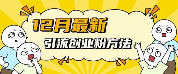 12月最新引流创业粉方法，方法非常简单，适用于多平台-凌秋网创