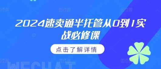 2024速卖通半托管从0到1实战必修课，掌握通投广告打法、熟悉速卖通半托管的政策细节-凌秋网创