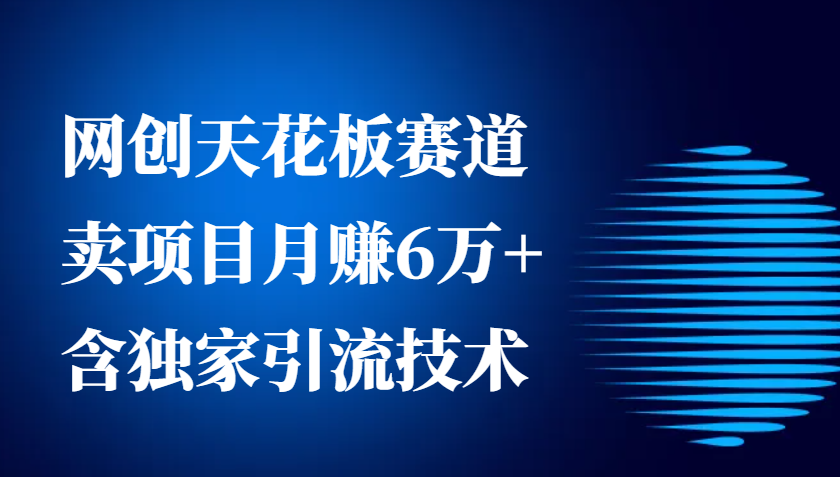 网创天花板赛道，卖项目月赚6万+，含独家引流技术（共26节课）-凌秋网创