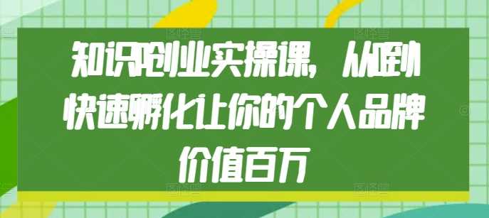 知识IP创业实操课，从0到1快速孵化让你的个人品牌价值百万-凌秋网创