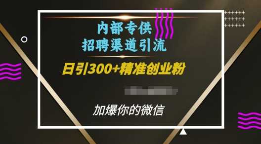 内部招聘渠道日引流300+创业粉，加爆你的微信【揭秘】-凌秋网创
