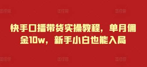快手口播带货实操教程，单月佣金10w，新手小白也能入局-凌秋网创