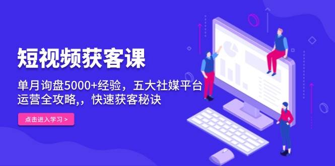 （13715期）短视频获客课，单月询盘5000+经验，五大社媒平台运营全攻略,，快速获客…-凌秋网创