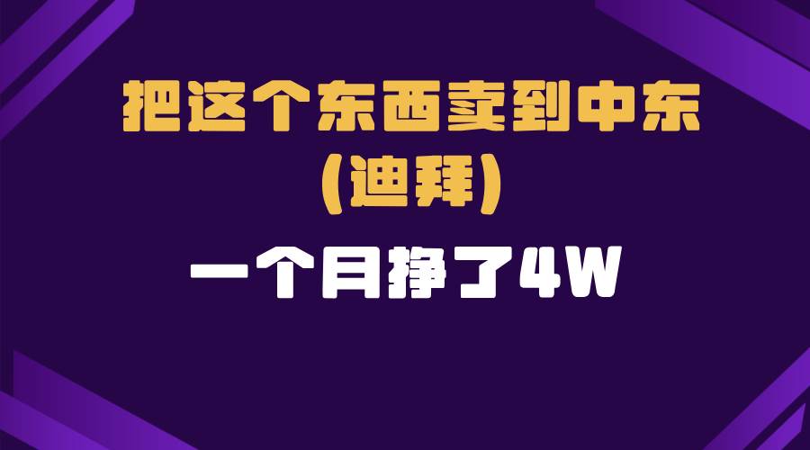 （13740期）跨境电商一个人在家把货卖到迪拜，暴力项目拆解-凌秋网创