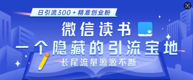 微信读书，一个隐藏的引流宝地，不为人知的小众打法，日引流300+精准创业粉，长尾流量源源不断-凌秋网创