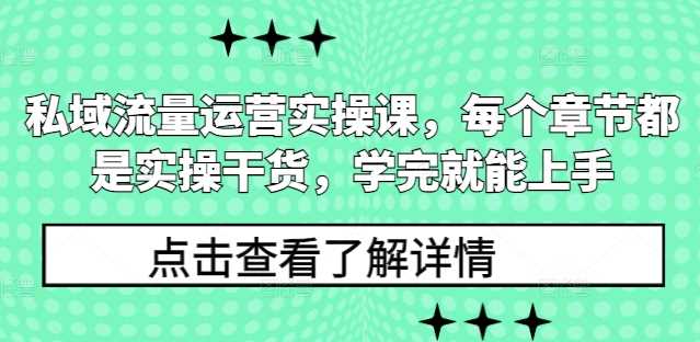 私域流量运营实操课，每个章节都是实操干货，学完就能上手-凌秋网创