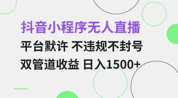 抖音小程序无人直播 平台默许 不违规不封号 双管道收益 日入多张 小白也能轻松操作【仅揭秘】-凌秋网创