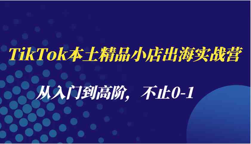 TikTok本土精品小店出海实战营，从入门到高阶，不止0-1-凌秋网创