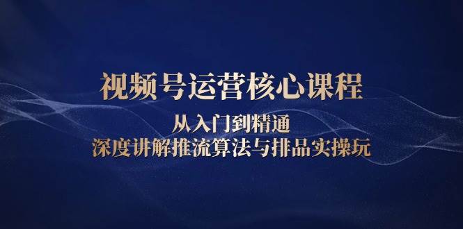 视频号运营核心课程，从入门到精通，深度讲解推流算法与排品实操玩-凌秋网创